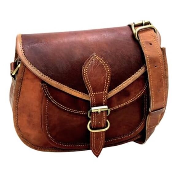 Handbags - Handmade Women Vintage Style Genuine Brown Leather Crossbody Satchel Bag